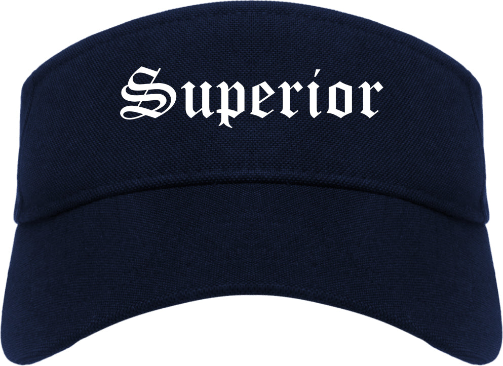 Superior Colorado CO Old English Mens Visor Cap Hat Navy Blue