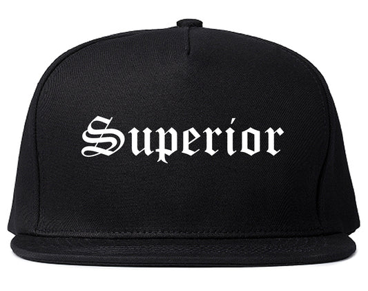 Superior Wisconsin WI Old English Mens Snapback Hat Black