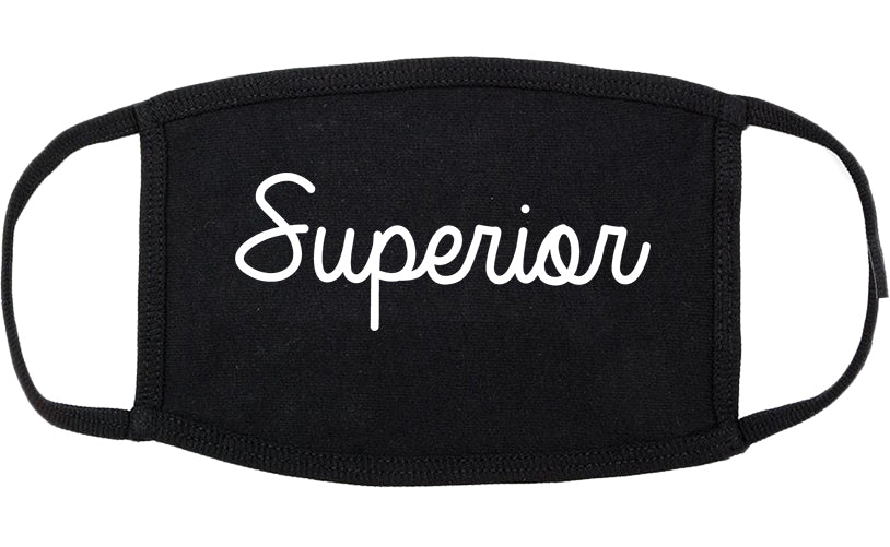 Superior Wisconsin WI Script Cotton Face Mask Black