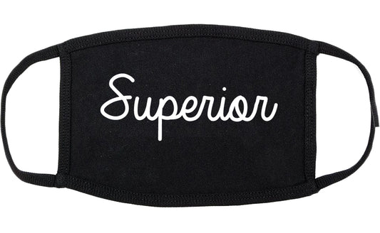 Superior Wisconsin WI Script Cotton Face Mask Black