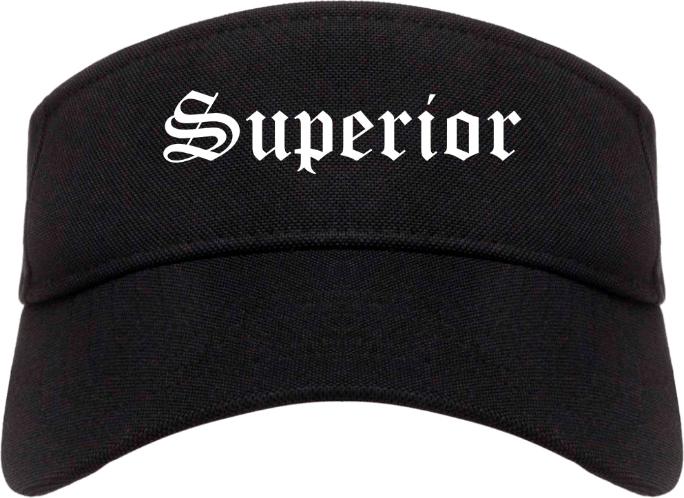 Superior Wisconsin WI Old English Mens Visor Cap Hat Black