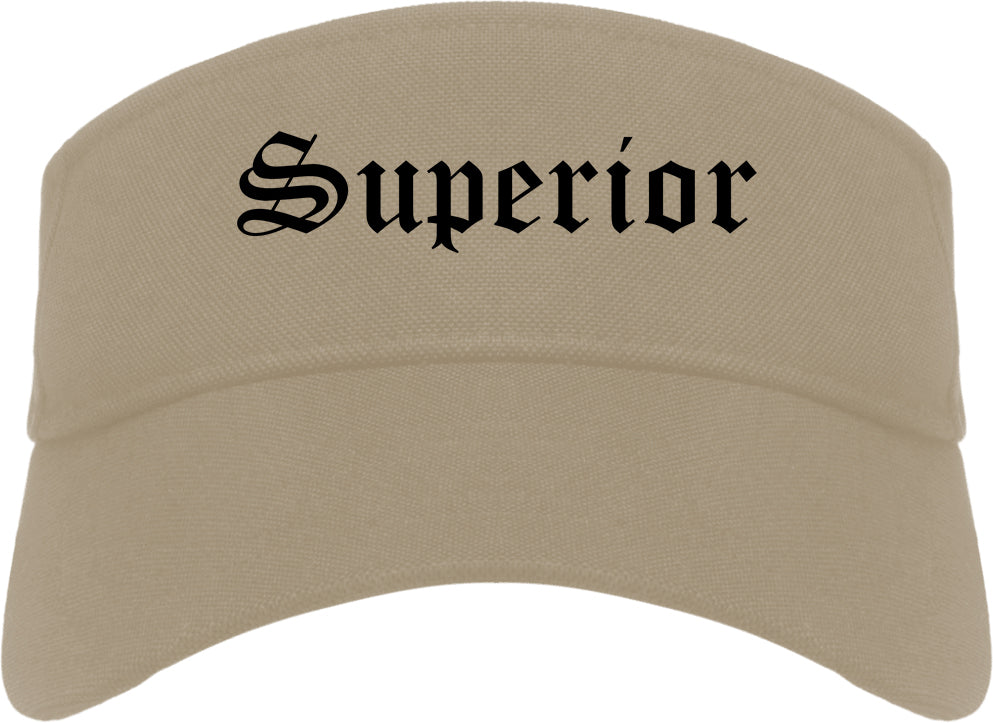 Superior Wisconsin WI Old English Mens Visor Cap Hat Khaki