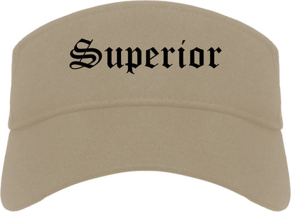 Superior Wisconsin WI Old English Mens Visor Cap Hat Khaki