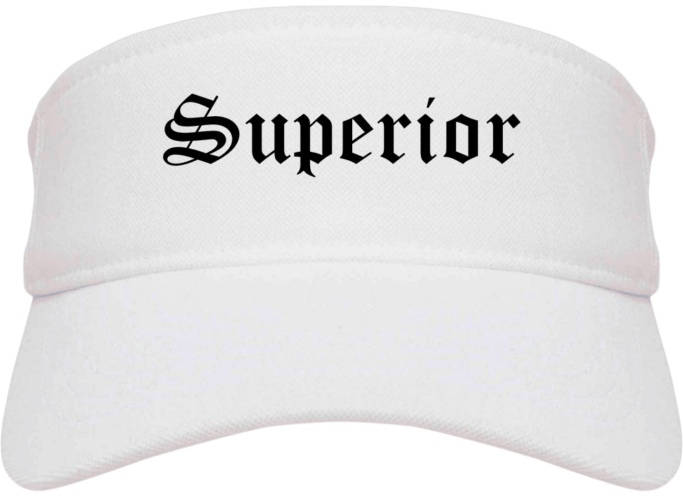 Superior Wisconsin WI Old English Mens Visor Cap Hat White
