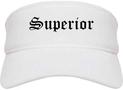 Superior Wisconsin WI Old English Mens Visor Cap Hat White