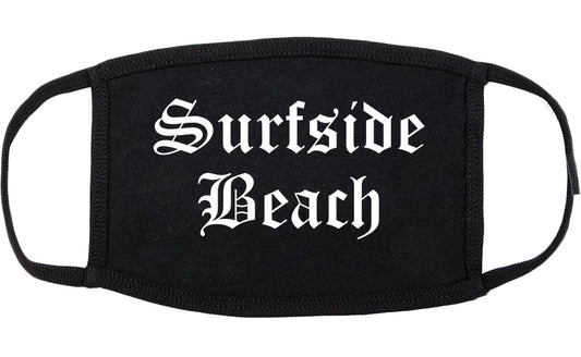 Surfside Beach South Carolina SC Old English Cotton Face Mask Black