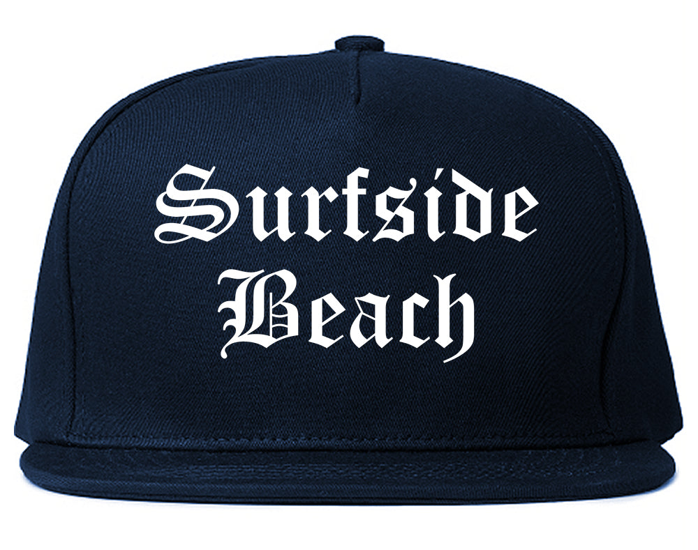 Surfside Beach South Carolina SC Old English Mens Snapback Hat Navy Blue