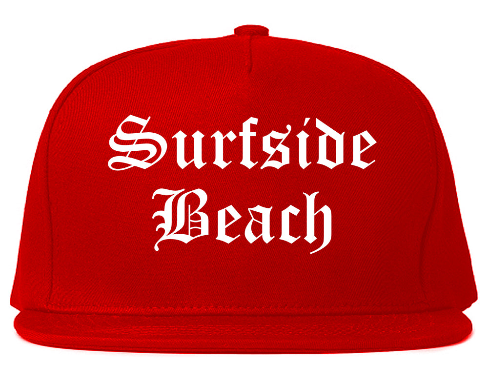 Surfside Beach South Carolina SC Old English Mens Snapback Hat Red