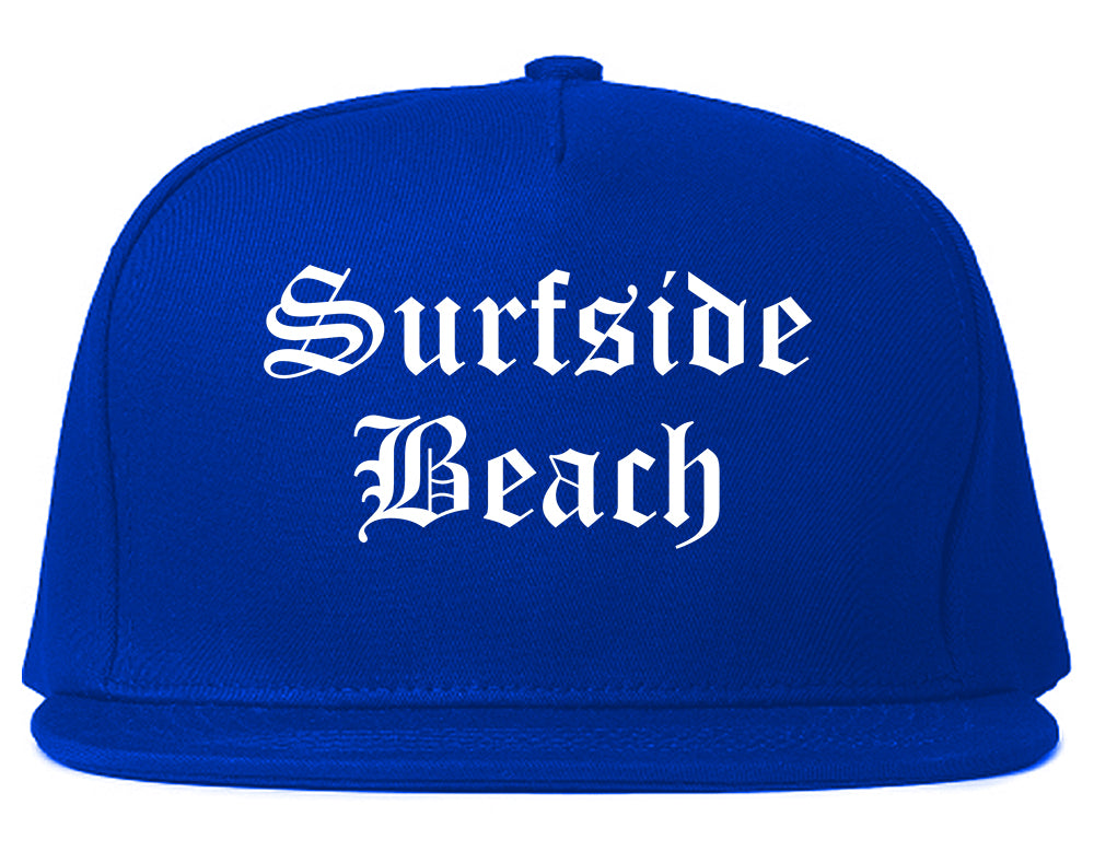 Surfside Beach South Carolina SC Old English Mens Snapback Hat Royal Blue