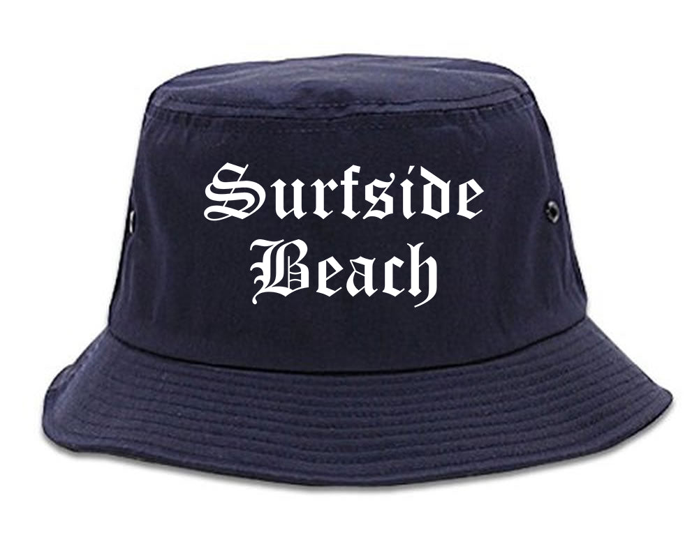 Surfside Beach South Carolina SC Old English Mens Bucket Hat Navy Blue