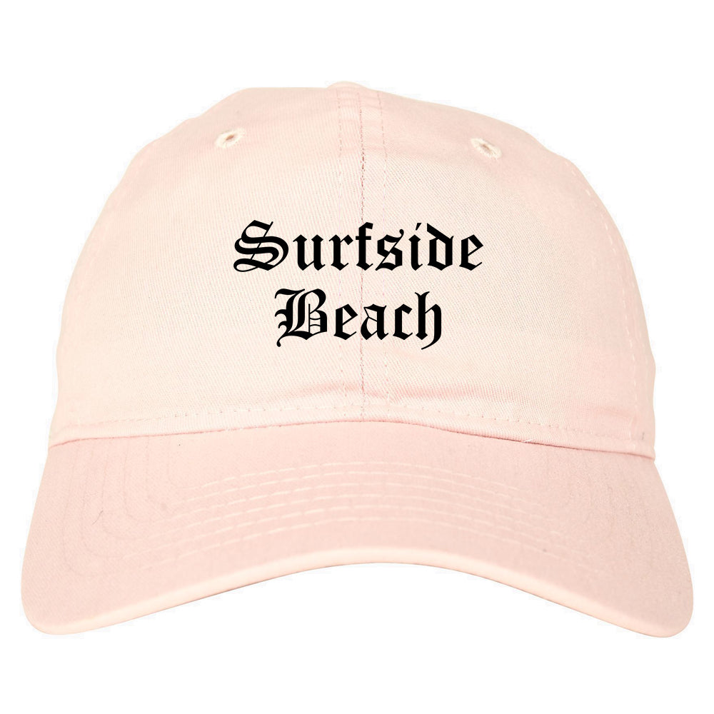 Surfside Beach South Carolina SC Old English Mens Dad Hat Baseball Cap Pink