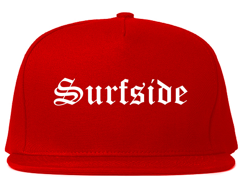 Surfside Florida FL Old English Mens Snapback Hat Red