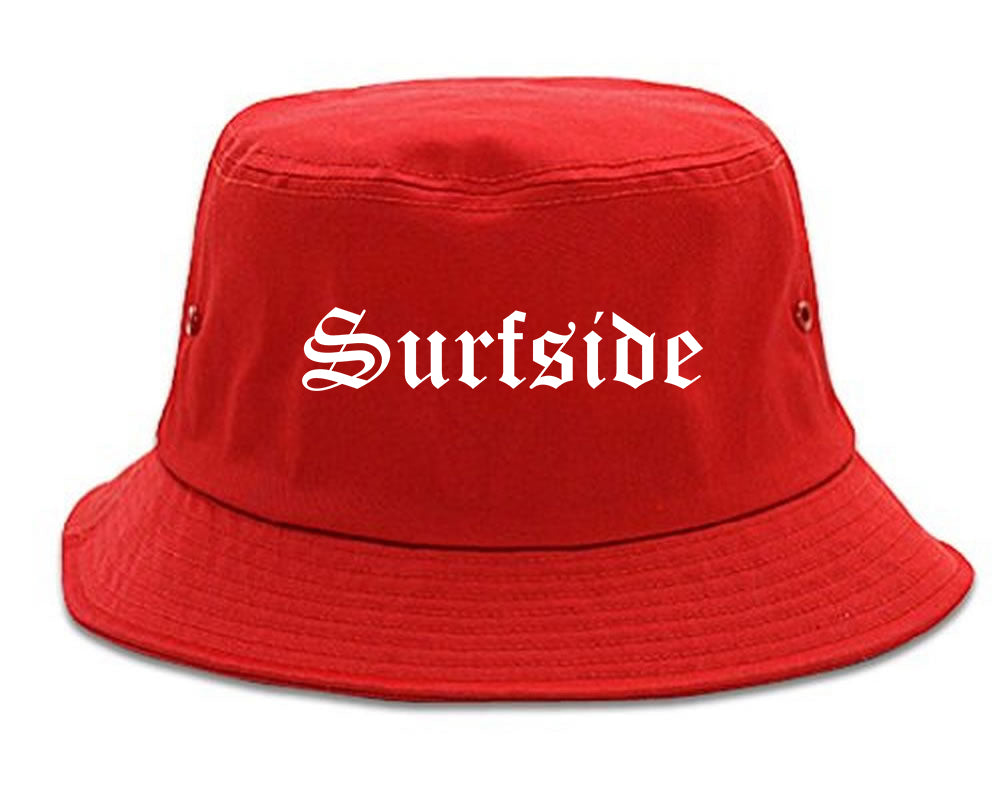Surfside Florida FL Old English Mens Bucket Hat Red