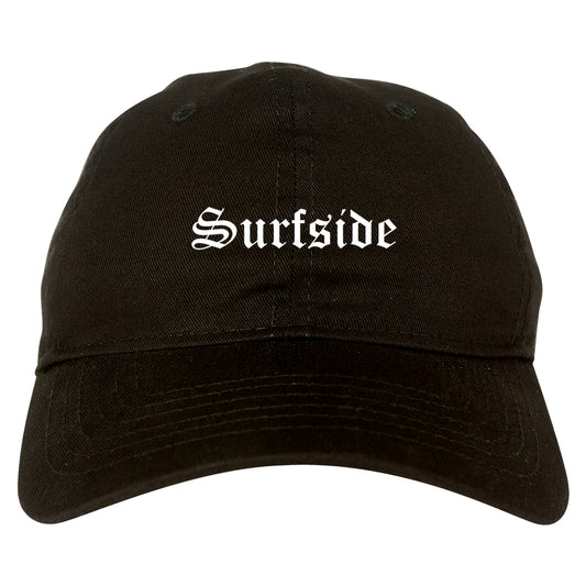 Surfside Florida FL Old English Mens Dad Hat Baseball Cap Black