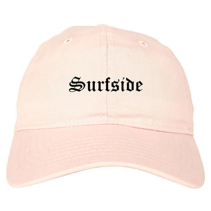 Surfside Florida FL Old English Mens Dad Hat Baseball Cap Pink