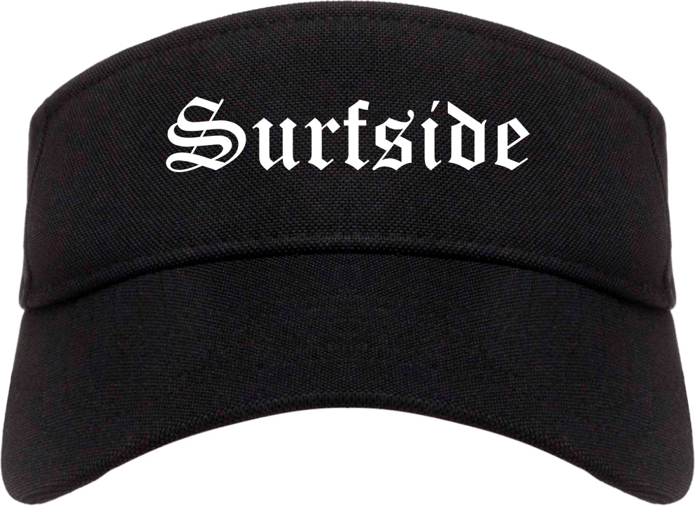 Surfside Florida FL Old English Mens Visor Cap Hat Black