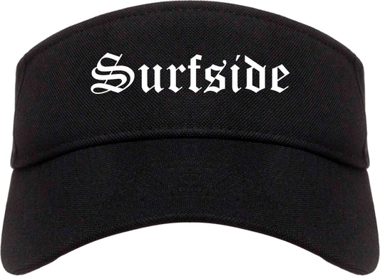 Surfside Florida FL Old English Mens Visor Cap Hat Black