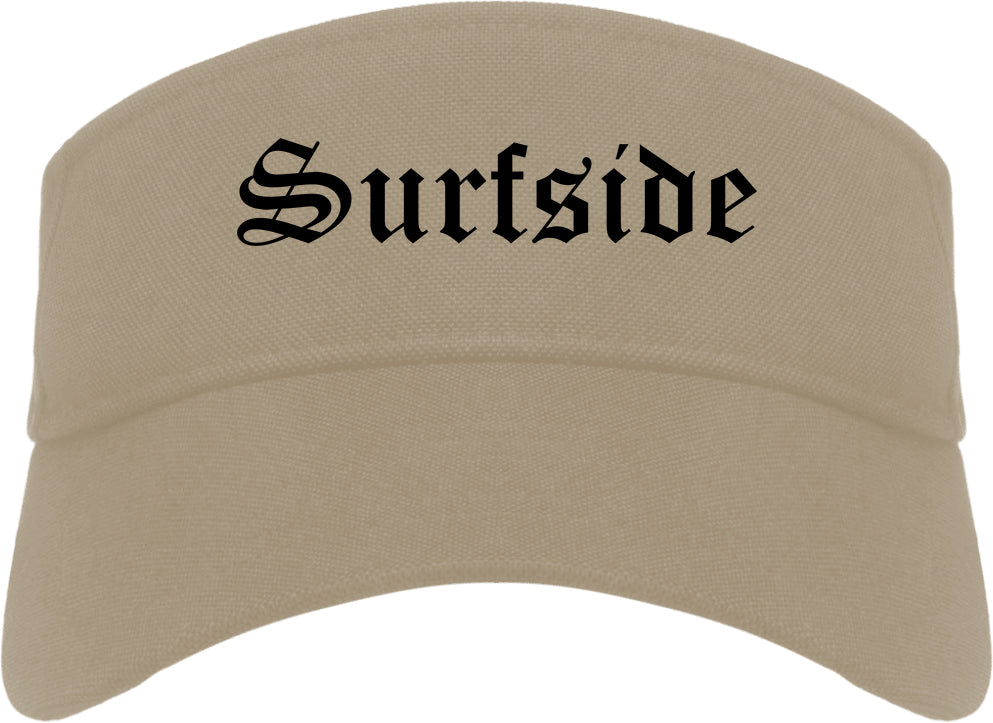 Surfside Florida FL Old English Mens Visor Cap Hat Khaki