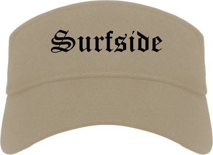 Surfside Florida FL Old English Mens Visor Cap Hat Khaki