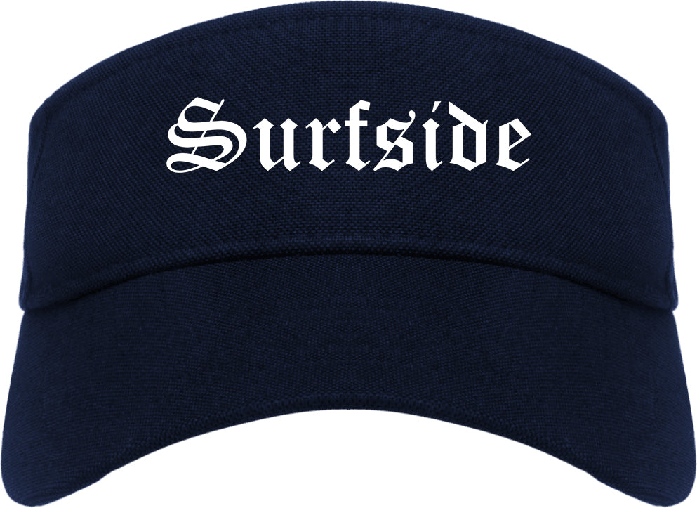Surfside Florida FL Old English Mens Visor Cap Hat Navy Blue