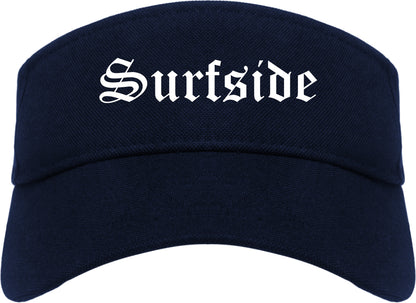 Surfside Florida FL Old English Mens Visor Cap Hat Navy Blue