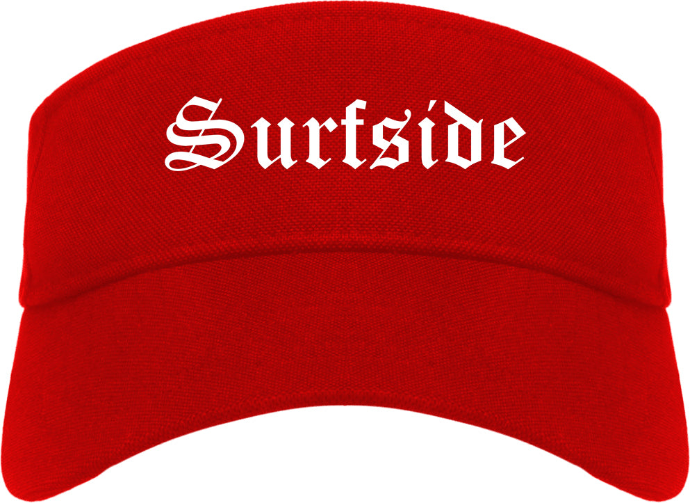 Surfside Florida FL Old English Mens Visor Cap Hat Red