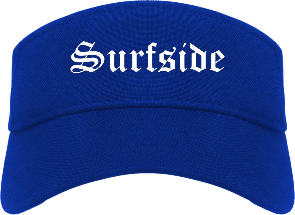 Surfside Florida FL Old English Mens Visor Cap Hat Royal Blue
