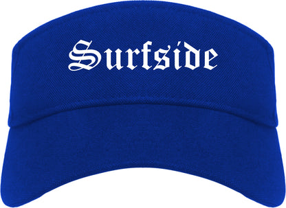 Surfside Florida FL Old English Mens Visor Cap Hat Royal Blue