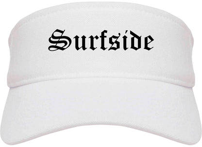 Surfside Florida FL Old English Mens Visor Cap Hat White