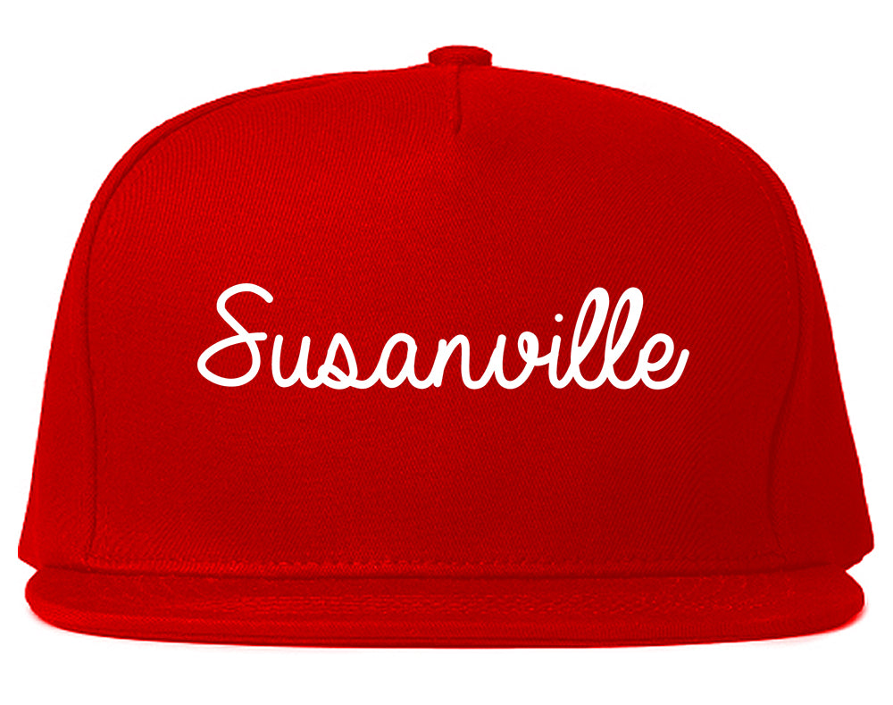 Susanville California CA Script Mens Snapback Hat Red