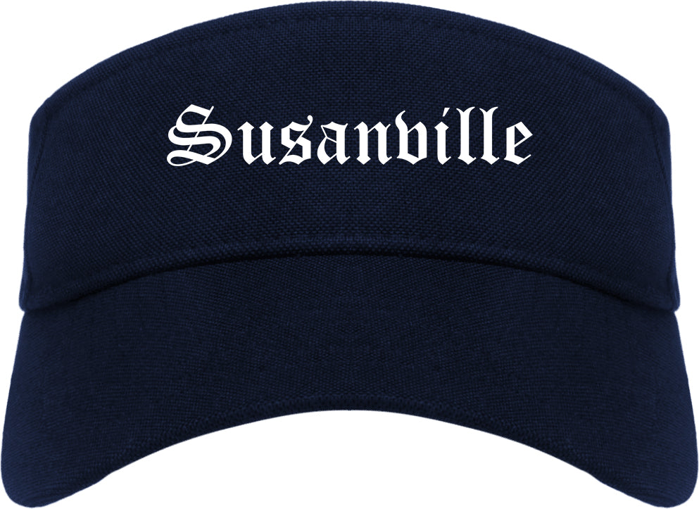 Susanville California CA Old English Mens Visor Cap Hat Navy Blue