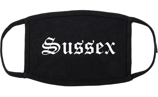 Sussex Wisconsin WI Old English Cotton Face Mask Black