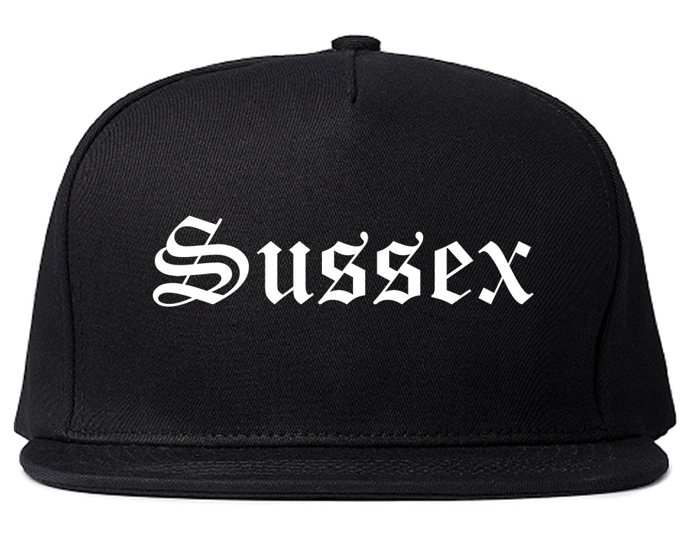 Sussex Wisconsin WI Old English Mens Snapback Hat Black