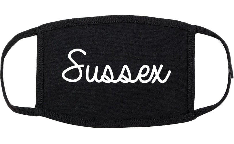 Sussex Wisconsin WI Script Cotton Face Mask Black