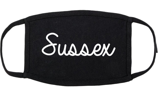 Sussex Wisconsin WI Script Cotton Face Mask Black