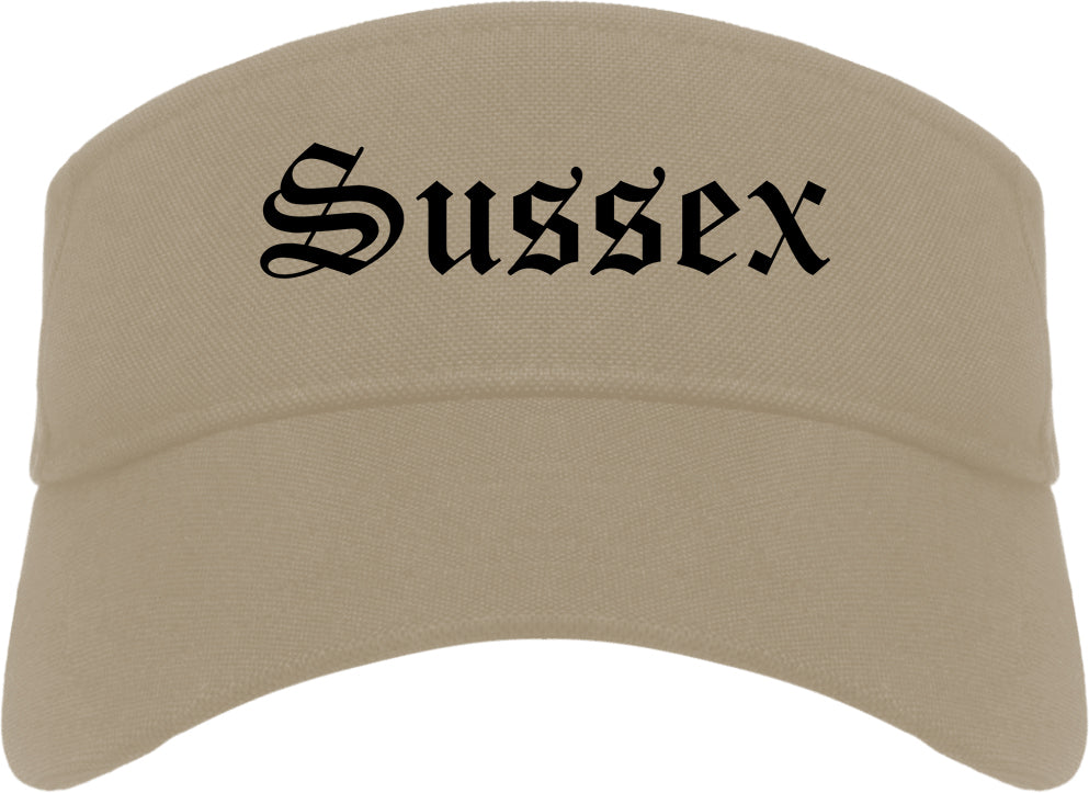 Sussex Wisconsin WI Old English Mens Visor Cap Hat Khaki