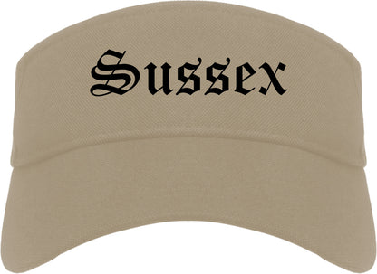 Sussex Wisconsin WI Old English Mens Visor Cap Hat Khaki