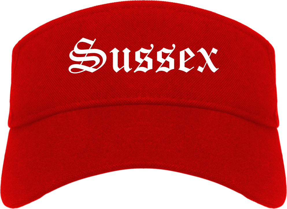 Sussex Wisconsin WI Old English Mens Visor Cap Hat Red
