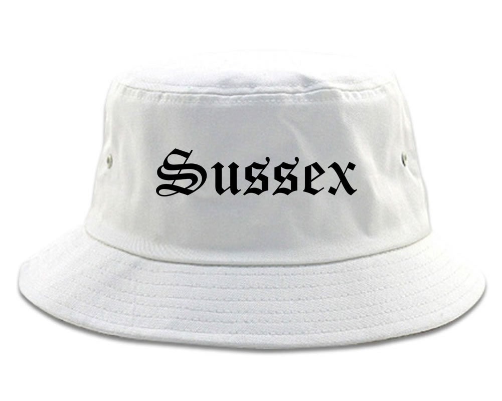 Sussex Wisconsin WI Old English Mens Bucket Hat White