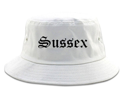 Sussex Wisconsin WI Old English Mens Bucket Hat White