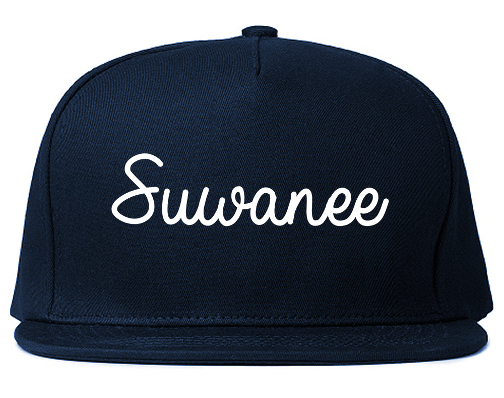 Suwanee Georgia GA Script Mens Snapback Hat Navy Blue