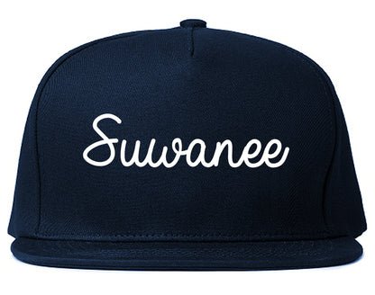 Suwanee Georgia GA Script Mens Snapback Hat Navy Blue