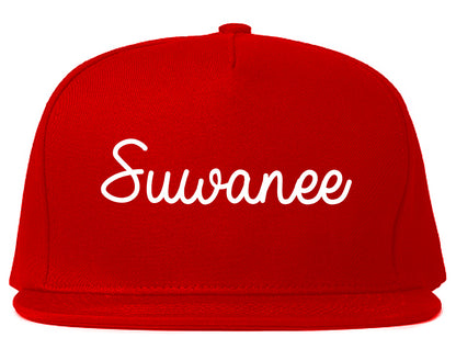 Suwanee Georgia GA Script Mens Snapback Hat Red