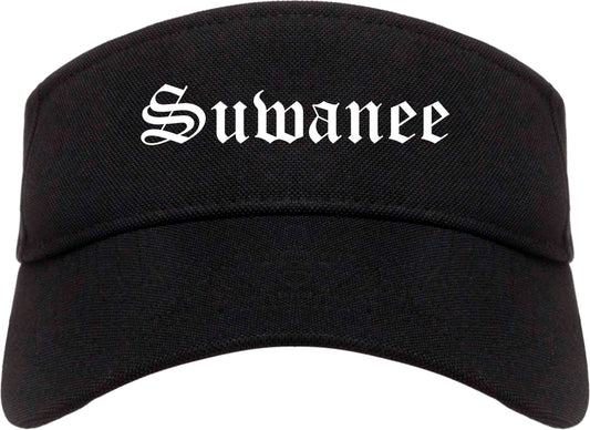 Suwanee Georgia GA Old English Mens Visor Cap Hat Black