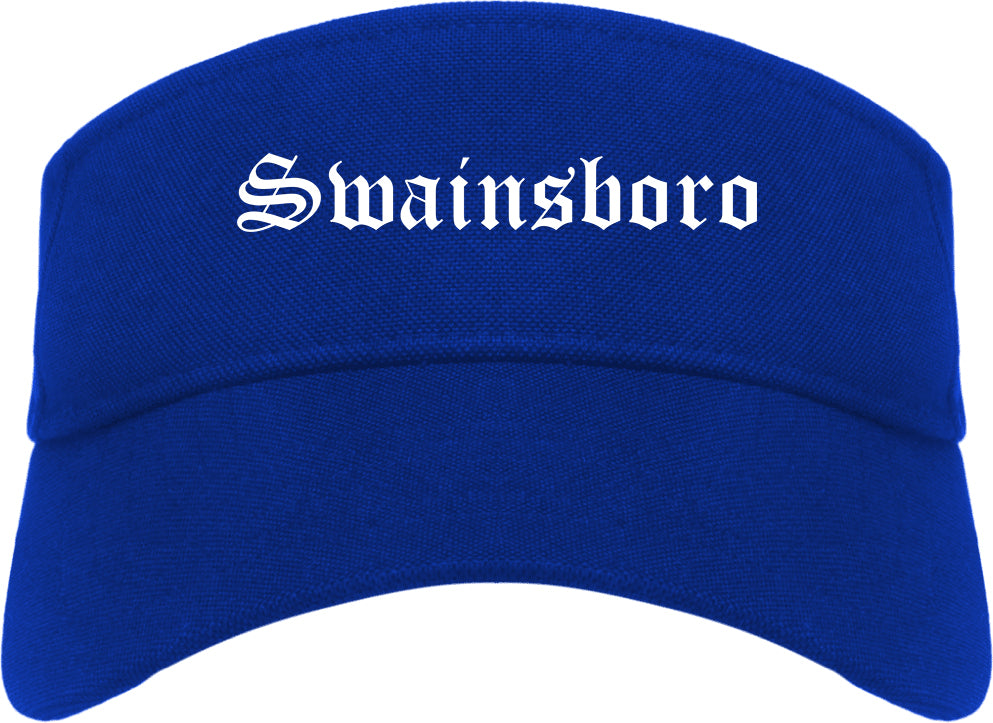 Swainsboro Georgia GA Old English Mens Visor Cap Hat Royal Blue