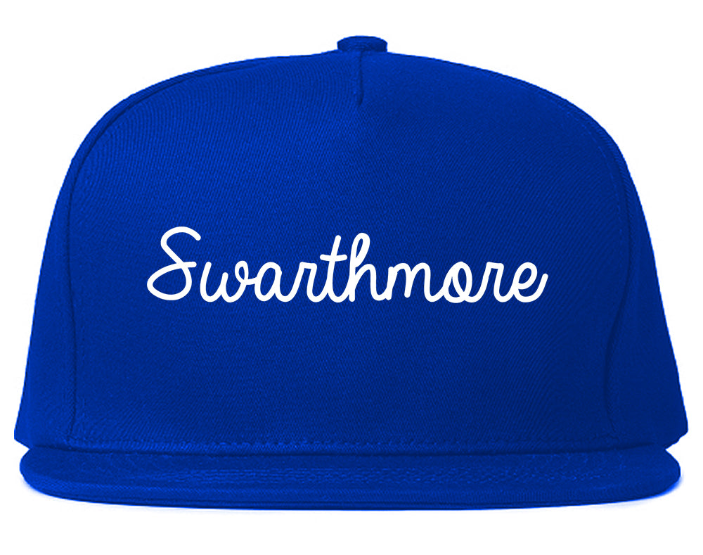 Swarthmore Pennsylvania PA Script Mens Snapback Hat Royal Blue