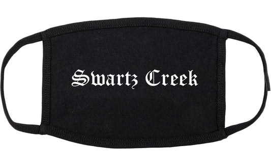Swartz Creek Michigan MI Old English Cotton Face Mask Black