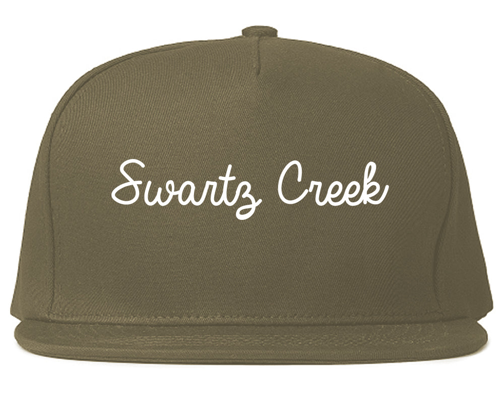 Swartz Creek Michigan MI Script Mens Snapback Hat Grey