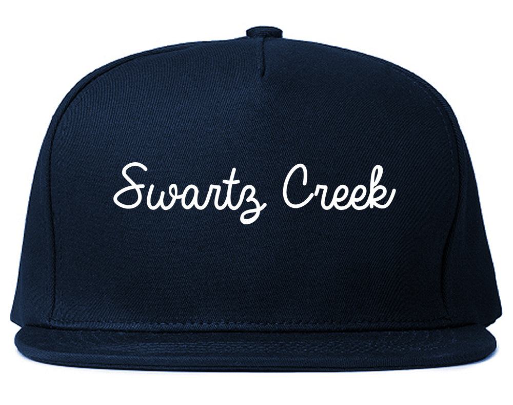 Swartz Creek Michigan MI Script Mens Snapback Hat Navy Blue