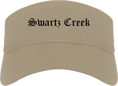 Swartz Creek Michigan MI Old English Mens Visor Cap Hat Khaki